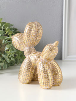 Фигурка полистоун «Воздушный шарик - собачка, в клеточку», под золото, 15×6.7×15 см