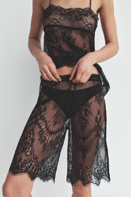 PANTAL?N CAPRI ENCAJE / Negro - Zara фото 6