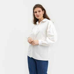 Рубашка женская с объёмными рукавами MINAKU: Casual Collection, размер 48, белая