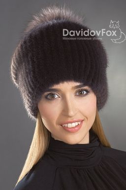 Шапка Буратино норка кофе градэ