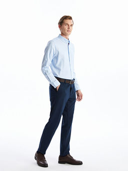 Regular Fit Uzun Kollu Keten Kar???ml? Erkek G?mlek