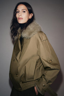 PADDED TRENCH COAT WITH FAUX FUR COLLAR ZW COLLECTION - Zara фото 6