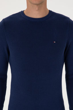 Erkek Slim Fit Bisiklet Yaka _ndigo Basic Kazak - U.s. polo assn фото 6