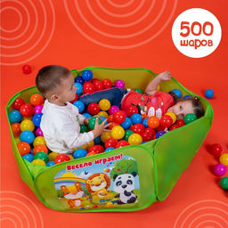 Шарики для сухого бассейна с рисунком, диаметр шара 7.5 см, набор 500 штук, цвет разноцветный