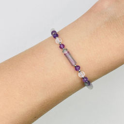 Браслет из Флюорита, Аметиста и Горного Хрусталя - Радуга самоцветов фото 2