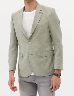 A__k Ye_il Ekstra Slim Fit Keten Kar___ml_ Blazer Ceket