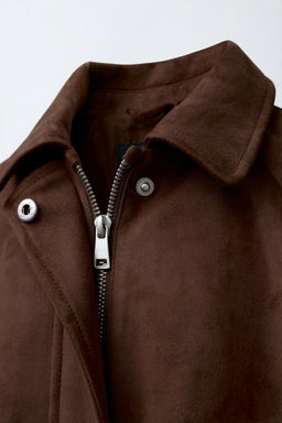 CAZADORA BOMBER EFECTO ANTE / Chocolate