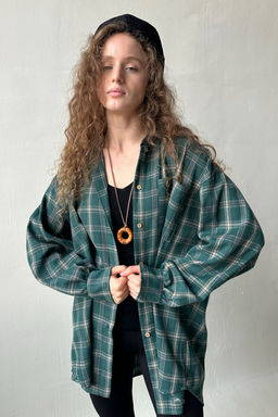 Рубашка женская HUG077/14/Зеленый, бежевый