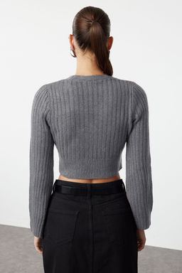 Mint Crop Yumusak Dokulu Kruvaze Triko Kazak TWOAW24KZ00381 - Trendyolmilla фото 13