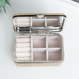 Шкатулка кожзам для украшений Мелкие квадратики. Чёрное серебро 6х7х12 см - Simaland фото 4