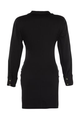 TRENDYOLMILLA Limited Edition Siyah Vucuda Oturan Drape Detayl? Mini Gabardin Dokuma Elbise TWOAW21EL1388