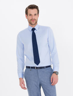A__k Mavi Slim Fit Uzun Kollu Klasik G_mlek