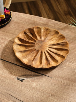 Менажница «Раковина», 24×24×3 см, дерево джати, коричневая