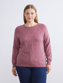 Bisiklet Yaka ?i?ekli Kad?n Triko Kazak