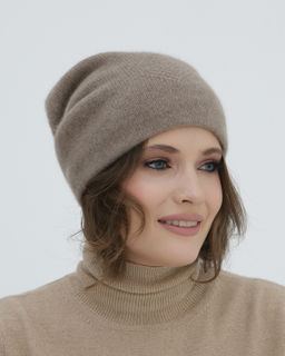 Шапка кашемировая двойная с узором UL капучино