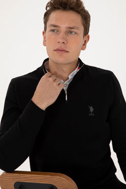 Erkek Slim Fit YarДm FermuarlД Siyah Kazak - U.s. polo assn фото 2