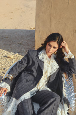 Ozel Koleksiyon Antrasit Ekoseli/Kareli Dokuma Blazer Ceket Blazer Ceket TWOAW26BC00022 - Trendyolmilla фото 5