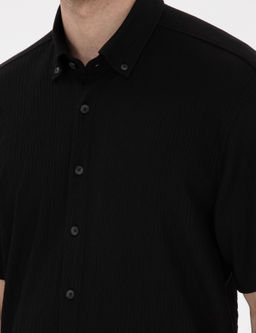 Siyah Comfort Fit Rahat Giyilebilir K_sa Kollu G_mlek