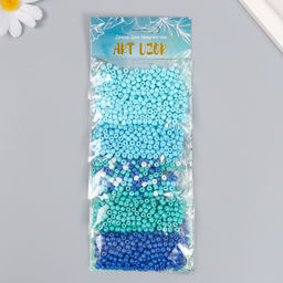 Бисер круглый 6/0 «Голубая палитра», 5 цветов × 20 г, 20×8×0.7 см