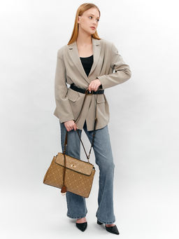 LACCOMA сумка AC697-лагуна темно-бежевый эко кожа хлопок  фото 3