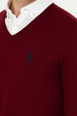 U. S. Polo Assn / Мужской бордово-красный базовый свитер - U.s. polo assn фото 14