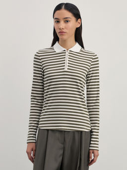 Лонгслив в полоску с молнией из вискозы / Zarina  фото 3