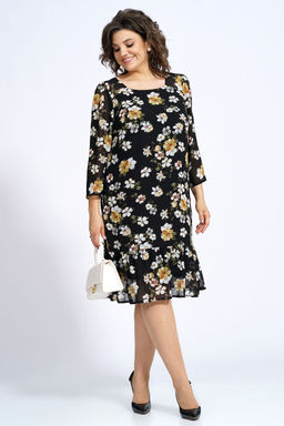 Платье ALANI 2148 бело-желтые цветы на черном - Alani collection фото 5