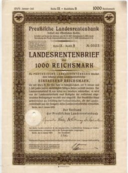Облигация 4,5% 1000 рейхсмарок 1935 года Германия