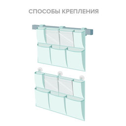 VAL KTR-B-S7 Органайзер на кроватку 7 отделений с пласт. вставками, 55*41 см, ПУТЕШАСТИКИ, шт - Valiant фото 4