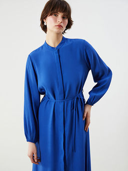 Hakim Yaka Dokulu A Kesim Oversize G?mlek Elbise