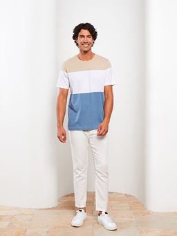 Bisiklet Yaka K?sa Kollu Renk Bloklu Penye Erkek Ti??rt - Waikiki фото 3