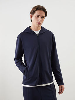 Kap??onlu Uzun Kollu Erkek Fermuarl? Sweatshirt