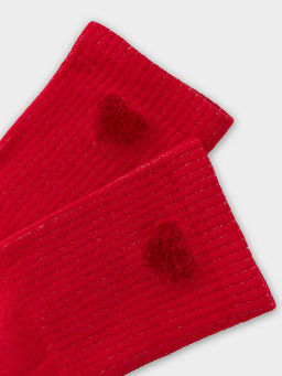 Цена за 5 пар! Носки женские ярко-красные с рисунком в пушистого сердечка - Mark formelle фото 4