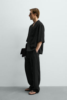 PANTAL?N RELAXED FIT VISCOSA - C??AMO / Negro - Zara фото 4