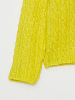 Yar?m Bal?k?? Yaka Kendinden Desenli Uzun Kollu K?z ?ocuk Triko Kazak - Waikiki фото 3