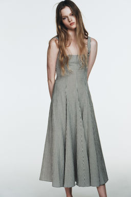 GINGHAM CHECK MIDI DRESS - Zara фото 10