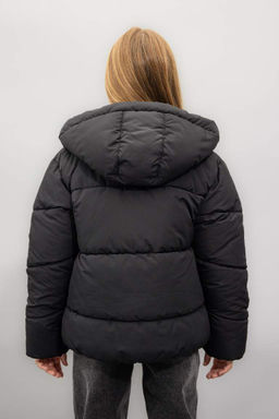 Водоотталкивающее пальто с капюшоном для девочек - Defacto фото 4