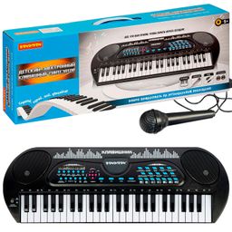 Инструм. муз. на батар., Синтезатор Клавишник Bondibon, 49 клавиш, с микрофоном и USB-шнуром, стерео