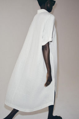 VESTIDO CAMISERO LINO ZW COLLECTION / Blanco - Zara фото 3