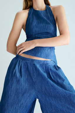 Top denim con escote halter - H&m фото 2