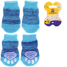 Цена за 5 шт. Носочки для животных "LAPUSIK", однотонные, цвет синий, размер m, 3см