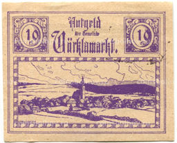 Банкнота 10 геллеров 1920 года Австрия  Фёлькермаркт(нотгельд)