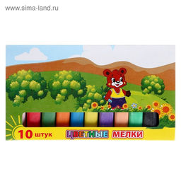 Цена за 6 шт. Мелки цветные «АЛГЕМ», в наборе 10 штук, квадратные
