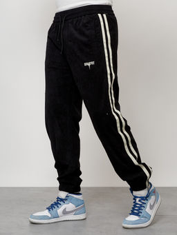 Спортивный костюм мужской модный из микровельвета черного цвета 15015Ch - Mtforce фото 6