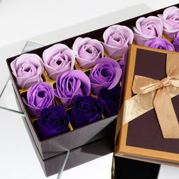 Мыльные розы, фиолетовые оттенки, набор 18 шт.