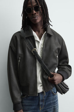 LEATHER EFFECT BOMBER JACKET - Zara фото 14