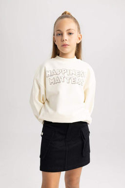 Толстовка обычного кроя с круглым вырезом для девочек - Defacto фото 5