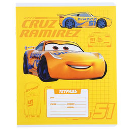 Цена за 12 шт. Тетрадь в клетку 12 листов, 5 видов МИКС, обложка мелованный картон, «Тачки»