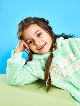 Kap??onlu Nak?? Detayl? Uzun Kollu Pel?? K?z ?ocuk Sweatshirt - Waikiki фото 2