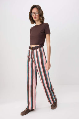 Cok Renkli Cizgili Yuksek Bel Wide Leg Jeans TWOSS26JE00342